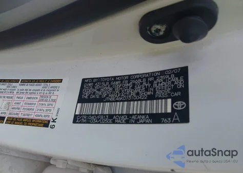 2007 Toyota Camry Le z USA, uszkodzony, nr VIN JTNBE46K073100422